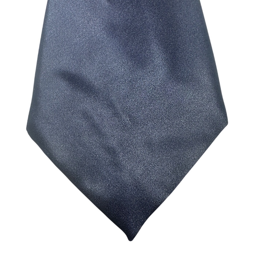 Steven Harris Mens Navy Blue Solid Satin Handmade Polyester Necktie Classic Tie - Picture 2 of 7